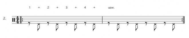Bassdrum Hihat Ostinato - Übung 2